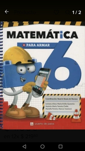 Libro Matemática Para Armar 6 Editorial Puerto De Palos