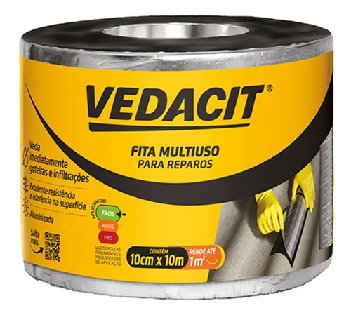 Manta Asfáltica Auto Adesivo Aluminio Vedacit 10cm 10m Telh