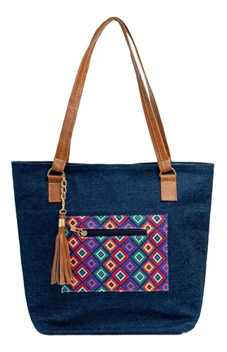 Bolsa De Dama M1414 Fabricante Bolsos Mujer Moda Mayoreo Color Azul Diseño  De La Tela Textil Tipo Mezclilla Y Sintético