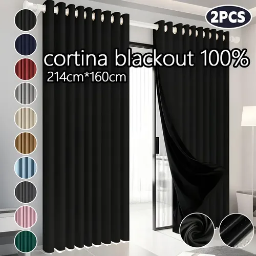 Cortina Blackout Para Ventana 214x160cm 2pzs Habitacion Sala