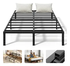 Base de Cama King Size de Metal Negra 202×192×36 cm Marco Resistente con Almacenamiento Debajo