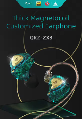 Audífonos Monitores Qkz Zx3 Cyan Con Micrófono Cyan