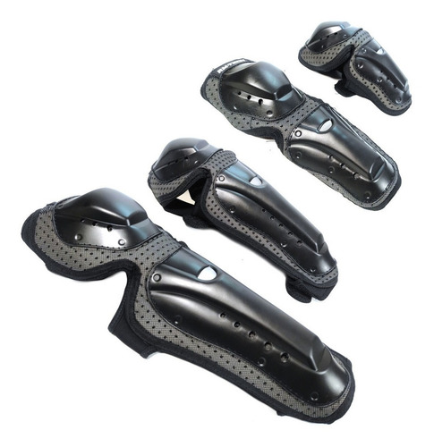 Protectores Piernas Y Codos Plastico Rmtech Negro/gris Sm327 Color Negro