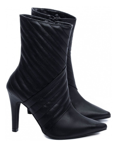 Imagem 5 de 5 de Bota Cano Médio Salto Alto 10cm Bico Fino Super Macia & Leve