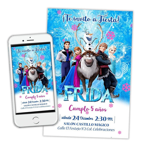 Invitacion Imprimible Personalizada Frozen