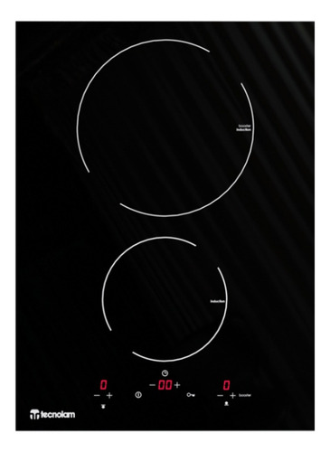 Parrilla Inducción 2 Quemadores Tecnolam Dlind38 38 Cm Negro