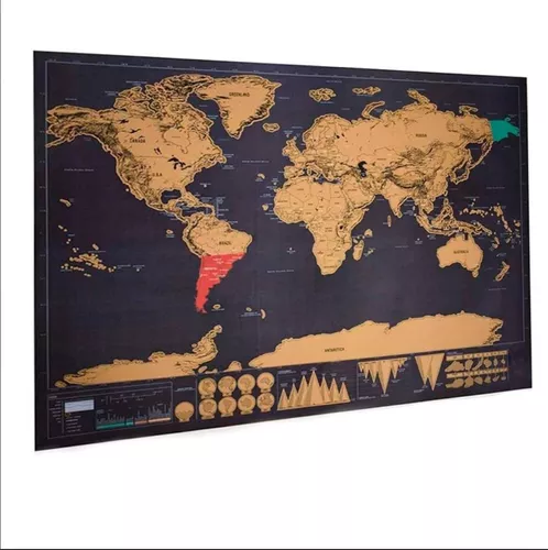 Mapa Mundial, Para Rascar Medida Con Paises Y Ciudades.