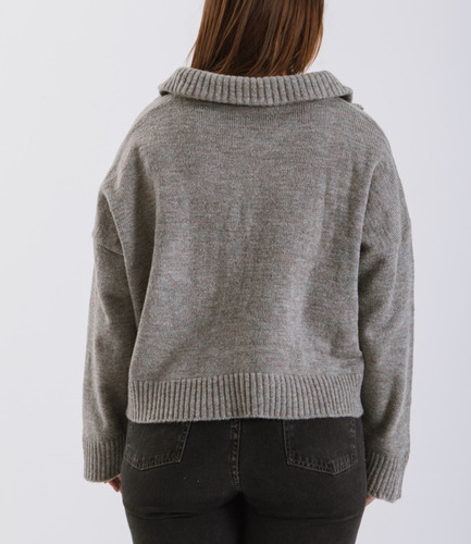 Sweater Frisado Cuello Alto Con Cierre Mujer Talles Grandes