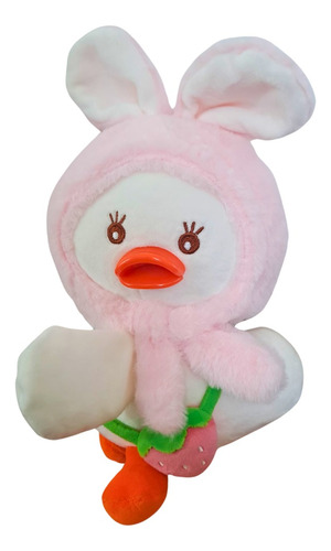 Peluche Patito Con Disfraz De Conejo Y Bolso 34cm Kawaii