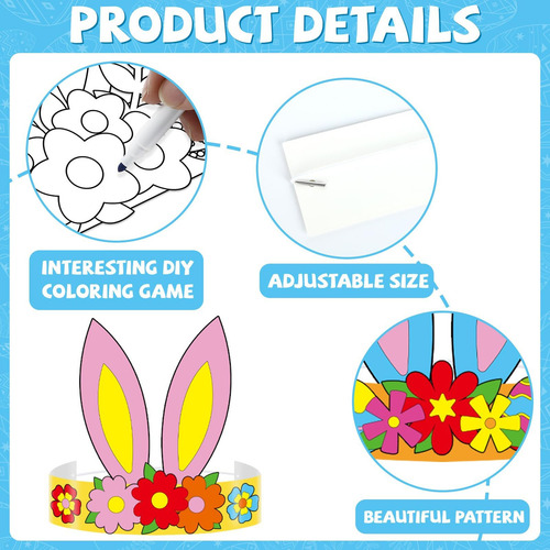 24 Jgos Diademas Con Orejas De Conejo De Pascua Kits De Manu