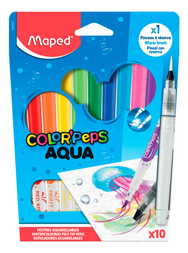 Marcador De Agua Delgado Maped Punta 2.8 Mm 10 Marcadores