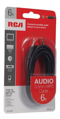 Imagen 7 de 7 de Cable De Audio Auxiliar Jack 3.5 1.8mts Marca Rca Ah208r