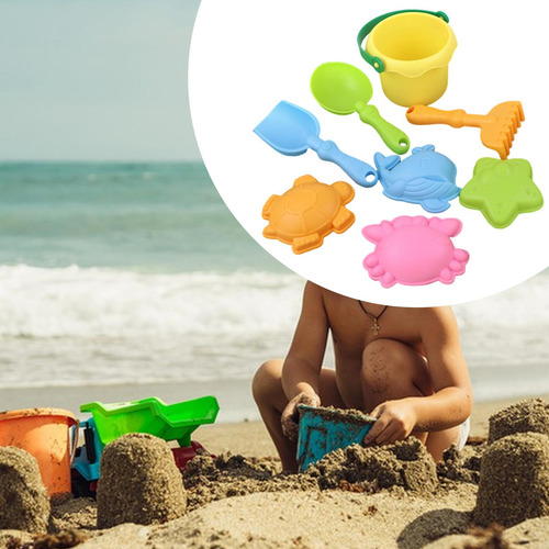 Juego De 8 Juguetes De Playa Para Arena, Juego Amarillo