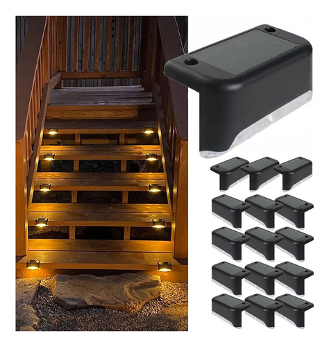 16 Piezas De Luces Solares De Terraza Para Escaleras Calient