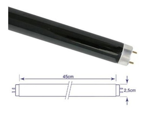 Imagem 2 de 6 de Lâmpada Uv 15w Luz Negra Fluorescente Tubo Preto 45cm Blb T8