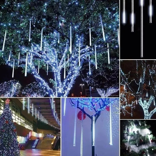 2 Chuva Meteoro Cascata 8 Tubo Led Iluminação Natal Branco | Parcelamento sem juros 2 Chuva Meteoro Cascata 8 Tubo Led Iluminação Natal Branco | Parcelamento sem juros