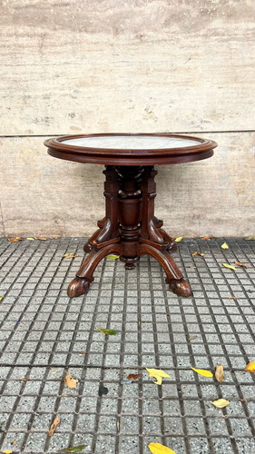 Mesa De Sala Auxiliar Con Marmol Estilo Victoriano Marrón (Usado)