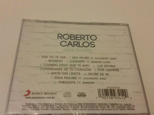 Roberto Carlos- Cd Amor Sin Limite- Lacrado- Sony Music