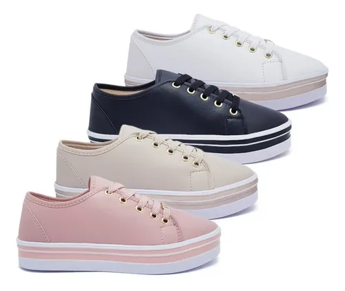 T nis Feminino Casual Flatform Solado Alto Plataforma P79