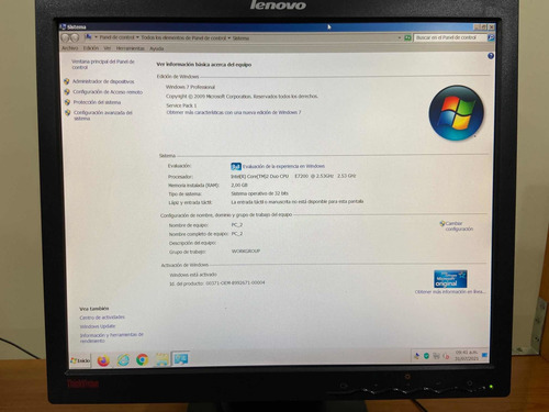 Imagen 7 de 9 de Computador Lenovo Core 2 Duo 250dd 2gb De Ram Monitor 17puLG
