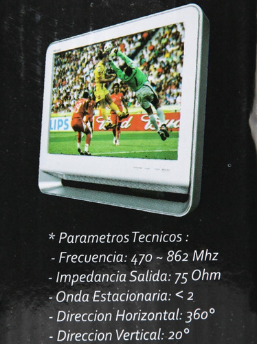Imagen 7 de 10 de Antena 20db 2en1 Portatil Tv Aire Tda Hd Digital Comun Htec