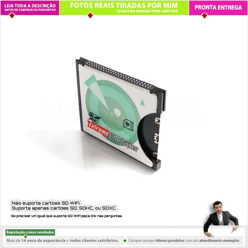 Imagem 1 de 9 de Adaptador Cartão Memória Sd Sdhc Sdxc P/ Compact Flash Cf N1