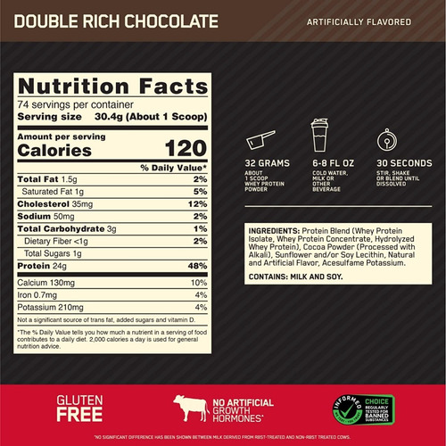 Imagen 2 de 7 de Proteina On Gold Standard 100% Whey 5 Lbs (2.26 Kg)
