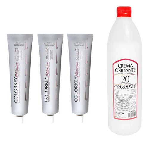 Pack 3 Tinturas Colorkey Silkey + Oxidante 20vol 900ml