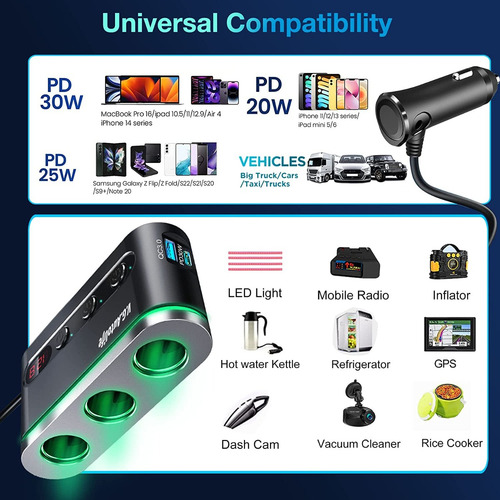 Adaptador Multicontacto Para Encendedor Para Hielera Movil