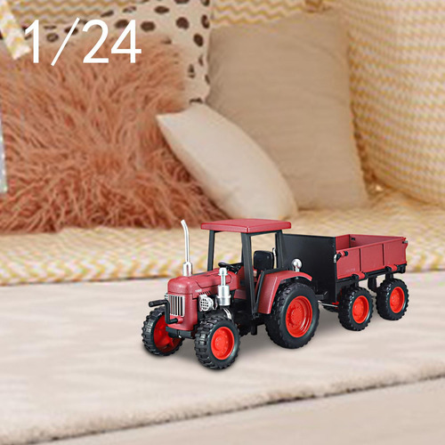 Tractor De Juguete A Escala 1:24, Vehículo De Rojo