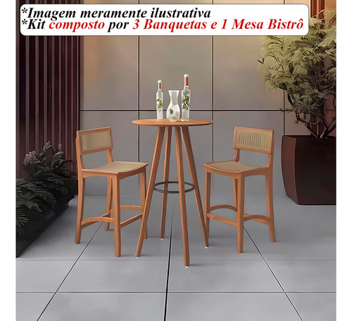 Conjunto Banquetas E Mesa Bistrô Resistente Para Varanda Cozinha Alta Qualidade