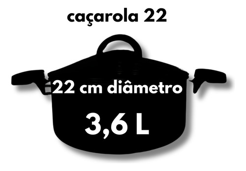 Caçarola 22 Cm Antiaderente Com Tampa De Vidro