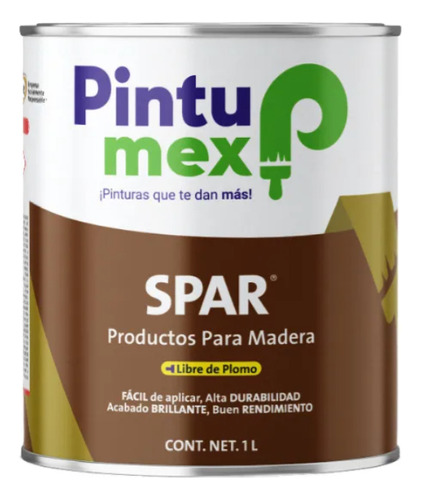 Pintumex Spar Barniz Para Madera Secado Rápido, 1 Litro Roble Claro Brillante