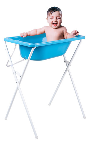 Banheira Com Suporte Bebê Infantil Criança 25l Hercules Cor Azul