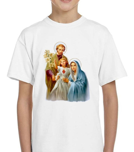 Remera De Niño Dios Y Maria Con El Niño Jesus
