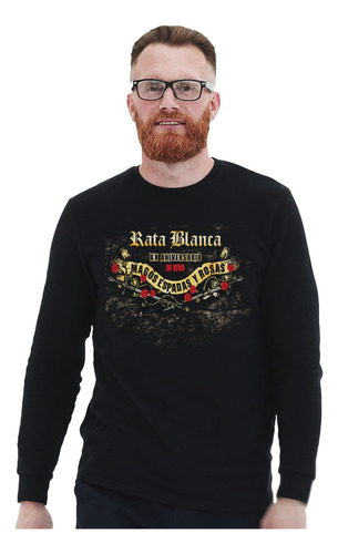 Polera Ml Rata Blanca Magos Espadas Y Rosas Xx Aniversario M