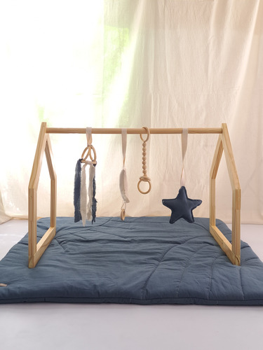 Gimnasio Montessori De Madera + Play Matt Azul Acero