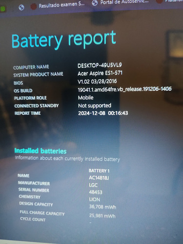 Laptop Acer Es1-571 Series Con Detalle (Usado)