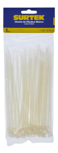 Cincho Plástico 100 X 2.5mm100 Piezas Natural 114200 Surtek Color Blanco