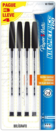 Set De Bolígrafos Kilométrico Paper Mate Esfero X4 Unidades