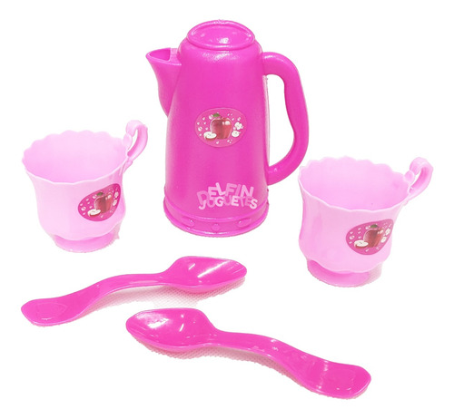 Mini Juego De Te Tazas Cuchara Tetera Juguete Rosa