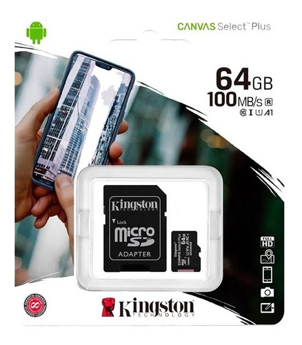 Memoria Micro Sd Kingston Canvas 64gb Cl. 10 Uhs-i 100 Mb/s