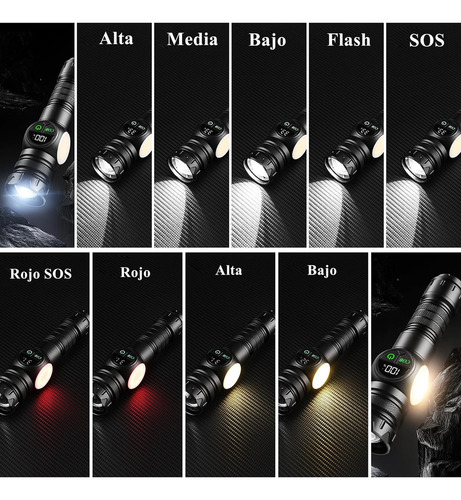 Yy Linterna Táctica Super Brillo Led Linterna De Camping Cob