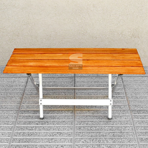 Imagen 5 de 10 de Banco Plegable Aluminio Madera Balcon Jardin Camping Playa