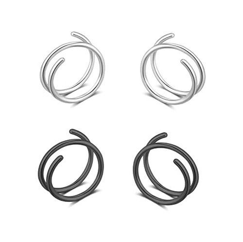 Aretes De Aro Dobles De Espiral Para Mujeres