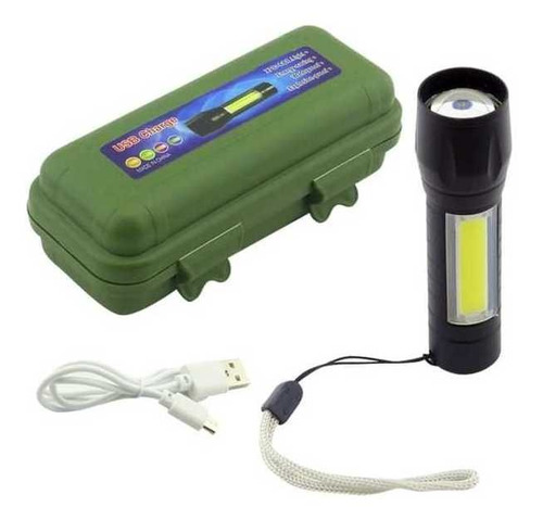 Linterna Led Mini Tactica Metalica, Con Zoom, Recargable