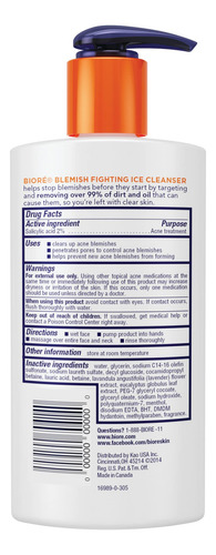 Limpador Bioré Blemish Fighting Ice Com Ácido Salicílico 200