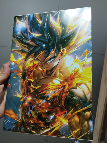 Cuadro Poster Metalico (20x29cm) Dragon Ball Goku Blanco