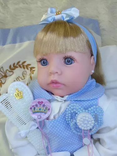 Boneca Bebe Reborn Princesa Barata Envio Rápido Enxoval Luxo - R$ 199,99