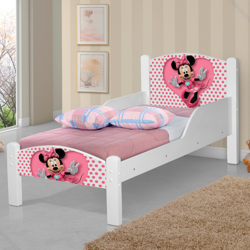 Lucare princesas simple mini cama infantil personagens minnie com colchão cor branco